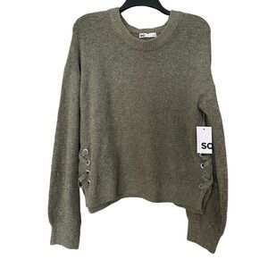 Junior’s SO Olive Lace Side Sweater, NWT, S